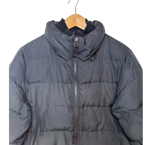 Lands End‎ Black Down Puffer Coat Womens Medium 10-12 Quilted Long Winter Jacket - Image 3