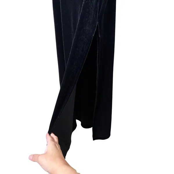 ENT Entrance Vintage Black Velvet Maxi Skirt Side Slit Made in USA Womens Large - Image 2