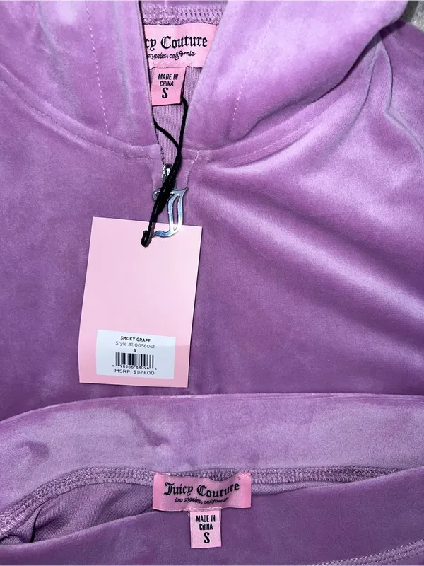 Size S Juicy Couture Velour Tracksuit Smoky Grape Purple set hoodie sweatpants - Image 5