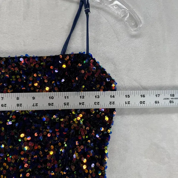 Hello Molly Sequin Mini Dress Party Cocktail‎ Navy Multi Size 8 - Image 2