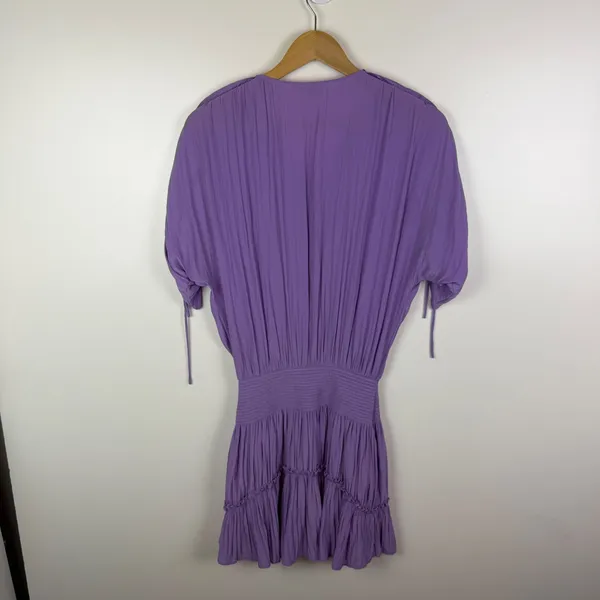 Ramy Brook‎ Purple Smocked Waist Tiered Mini Dress Medium Cocktail Party Flowy - Image 5