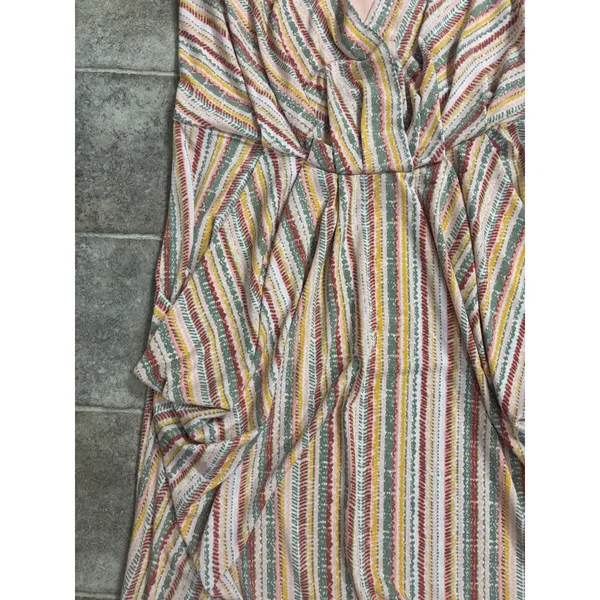 BCBGeneration Womens Multi Color Striped Halter Maxi Dress Pink Yellow Green M‎ - Image 3
