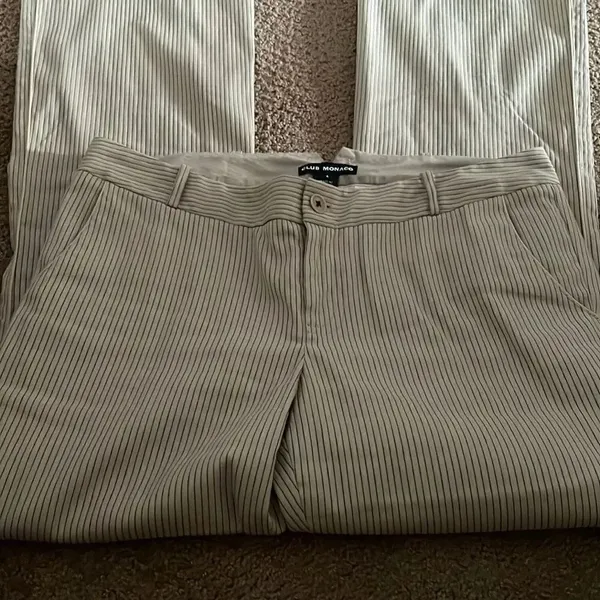 Club Monaco Women’s Beige & Black Striped Wide Leg Pants - Image 3