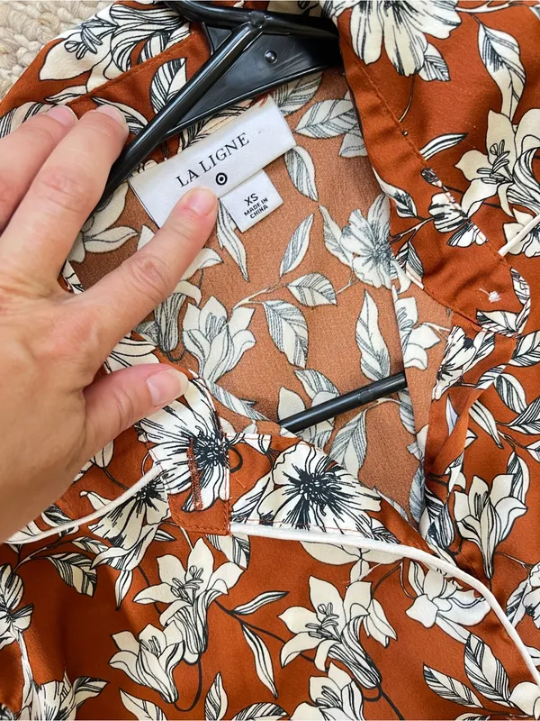 La Ligne X Target Pajamas Set Floral Button Down Top Longsleeve & Bottom XSmall - Image 5
