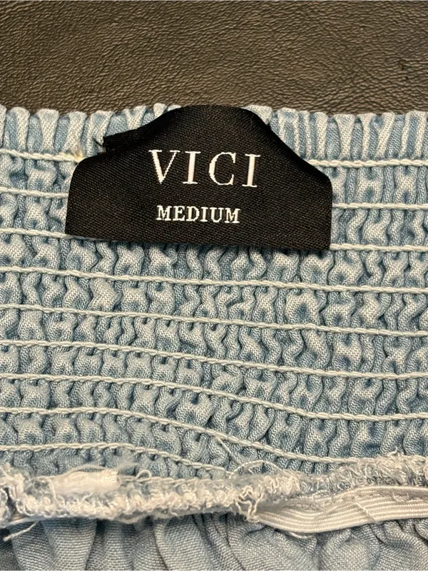 Vici Light Blue High-Low Tiered Maxi Skirt with Smocked Waist size Medium - Image 6