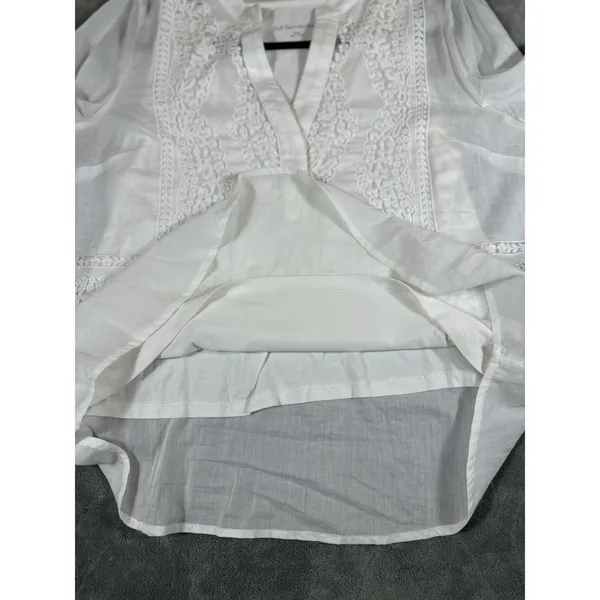 Soft Surroundings Embroidered Top & Tank Large Crochet White Summer Romantic‎ - Image 9