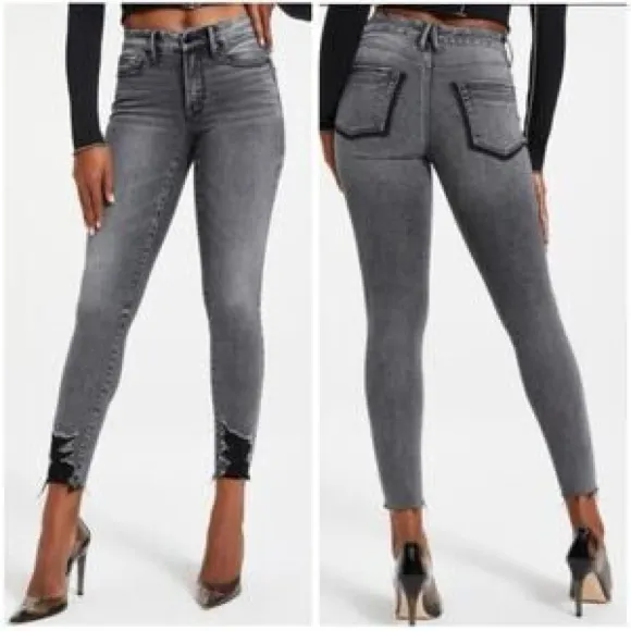 Good American Good Legs Low Distressed GLLSP257BT NWT‎ Black Size 4 - Image 2