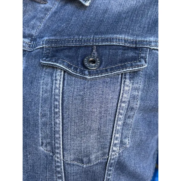 AG Adriano Goldschmied Denim Jacket Blue Fitted Stretch Size Large‎ Elevated - Image 10