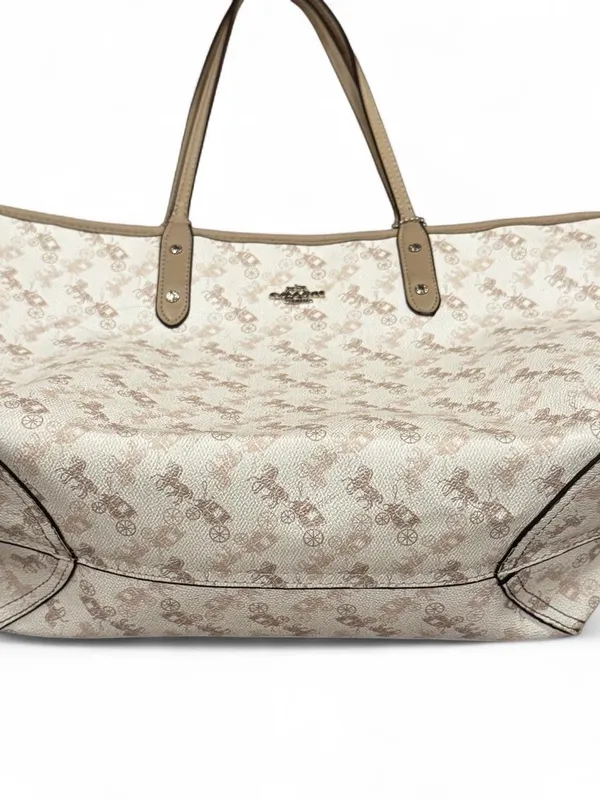 Coach Reversible City Tote Bag Beige Horse & Carriage Coated Canvas Leather - Image 3