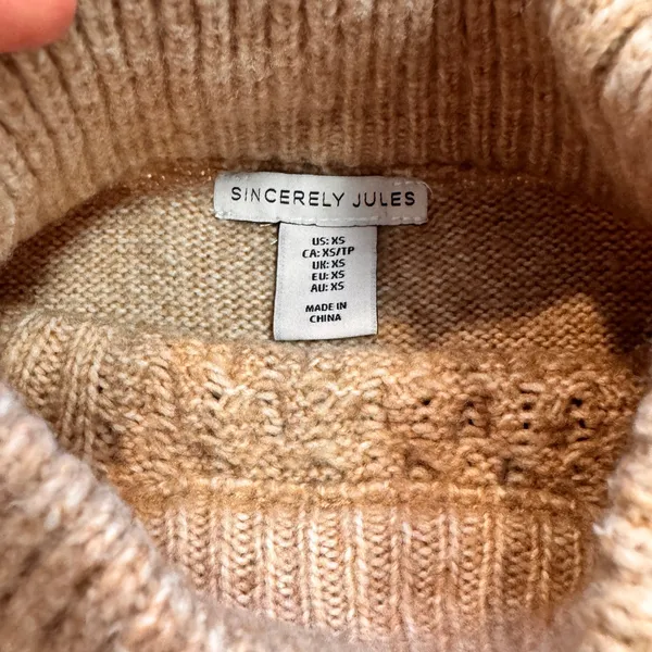 Sincerely Jules Xsmall XS Sleeveless Sweater‎ Knit Mock Neck Cable Knit Vest - Image 3