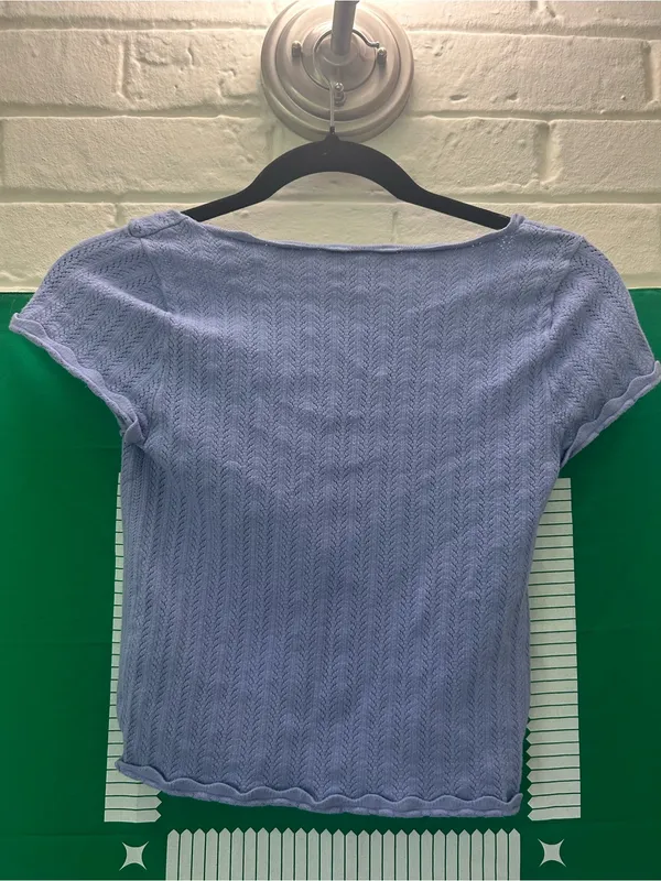 Aritzia Wilfred Parcel Top Periwinkle Pointelle Sweater Size M - Image 2
