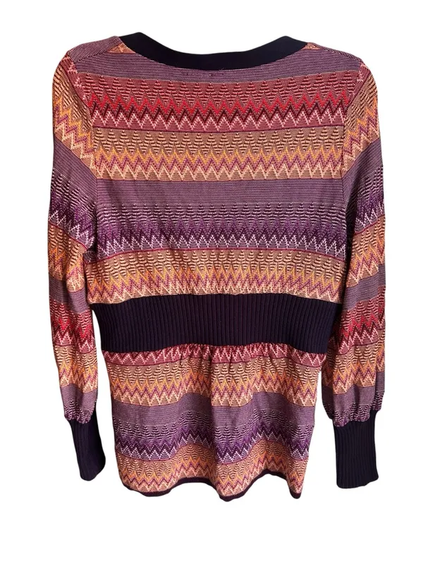 Moth Anthropologie Fiamma Chevron Striped Cardigan Sweater Size Small - Image 3