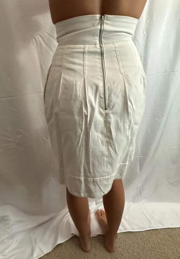 French Connection Ultra High Rise Bow Midi Skirt - White - 0 - Image 3