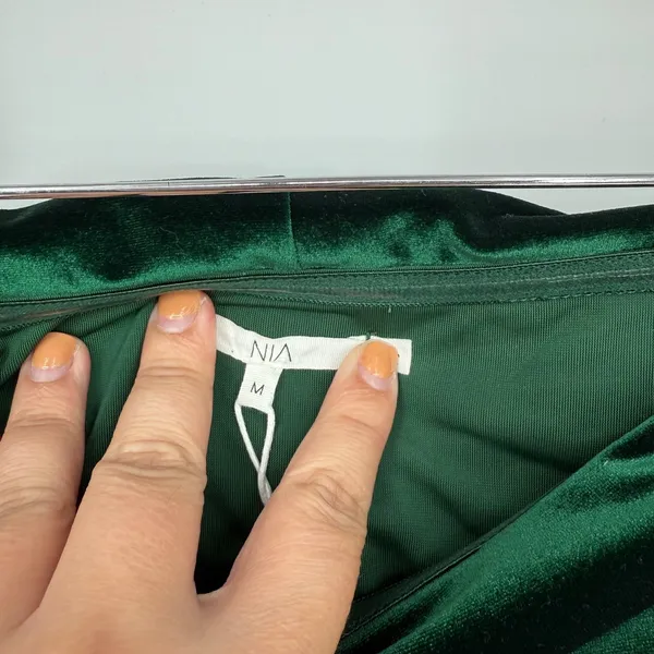 Lulus Nia Emerald Velvet Off-The-Shoulder‎ Mini Dress Size M - Image 4