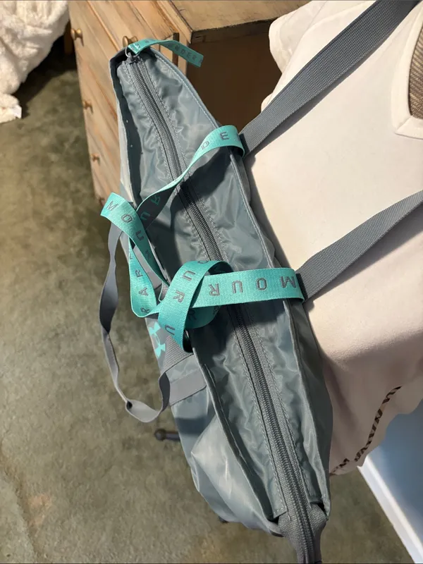 Under Armour Gray with Teal Logo Double Straps Nylon Tote - Image 3