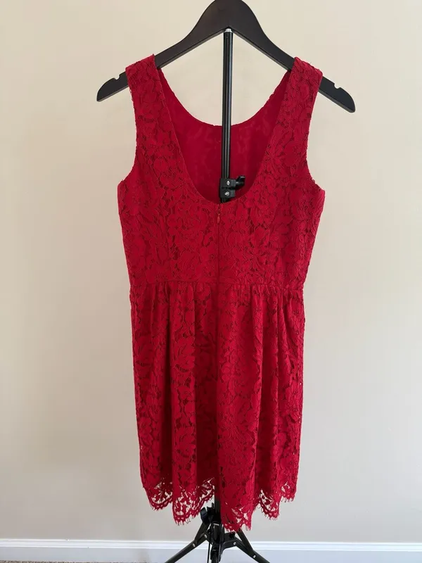 LOFT‎ Red Lace Sleeveless Mini Dress-4P - Image 2