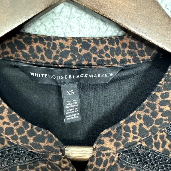 White House Black Market Top Womens XS Brown Animal Print Oversized Flowy‎ Boho - Image 4