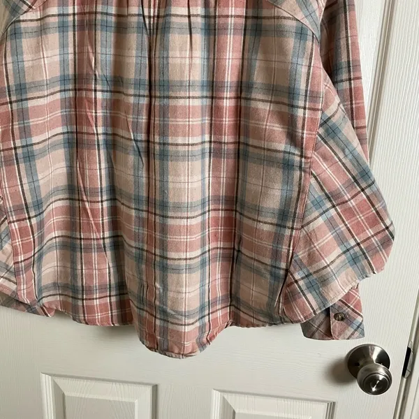 Oversized Plaid Flannel Shirt Button - Image 8