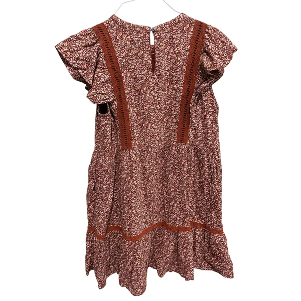 Madewell Floral Flutter Sleeve Mini Dress Women’s Medium Cottage Garden Brown - Image 3