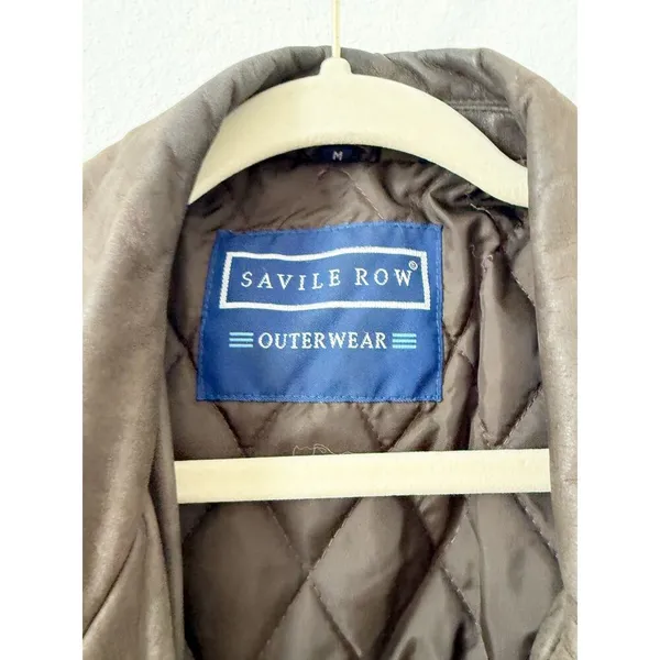 Savile Row Brown Leather Bomber Jacket Medium - Image 3