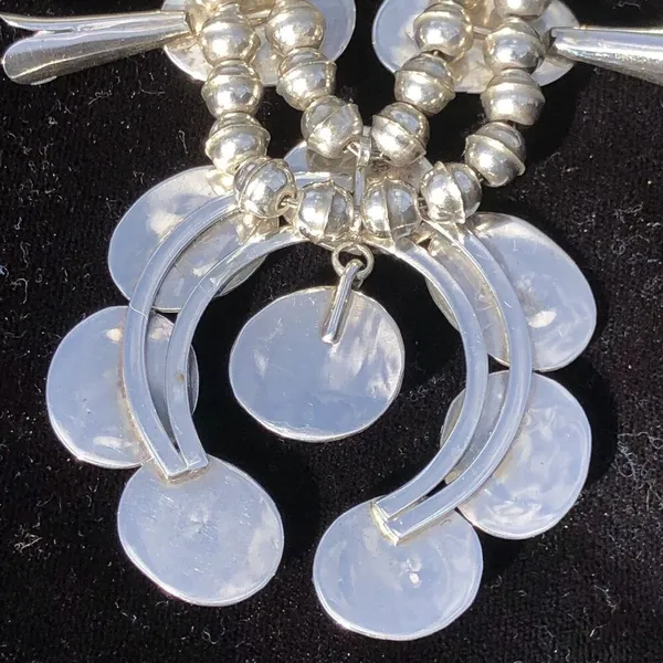 Vintage Sterling Silver Kingman Turquoise Squash Blossom Necklace Jewelry - Image 13