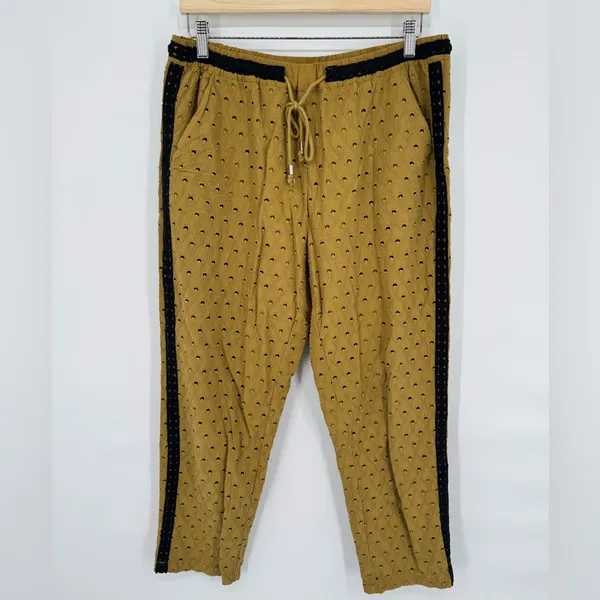 Anthropologie Eyelet‎ Crop Jogger Drawstring Waist Pants Size M - Image 3