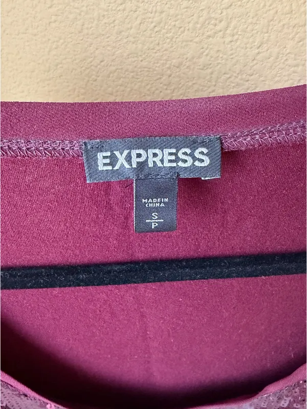 Express Burgundy Sequin Tank Top - Image 4