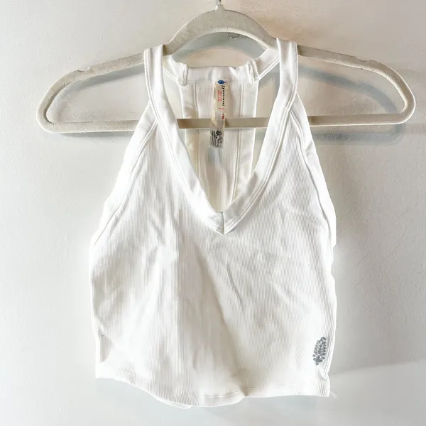 FP Movement All Clear V Neck Ribbed Racerback Cami Tank Top White M/L - Image 5