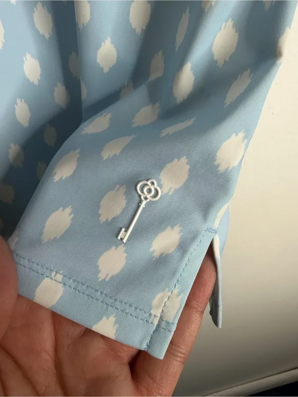 NEW Belyn Key‎ Penny Sleeveless Ikat Golf Polo Light Blue White Small Tennis - Image 6