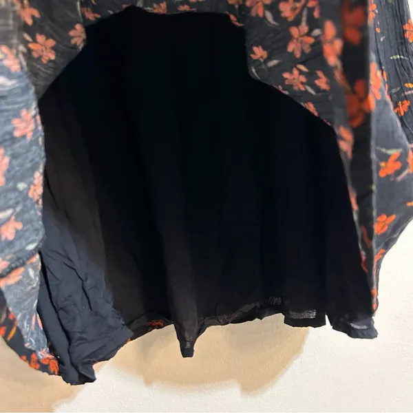 Garnet Hill Ruffle Crepe Floral Midi Dress Red Navy Size XL Cottage Boho - Image 5