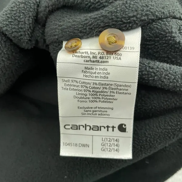 Carhartt Fleece Lined Flannel Shirt Women L Maroon Workwear‎ Button Shacket - Image 5