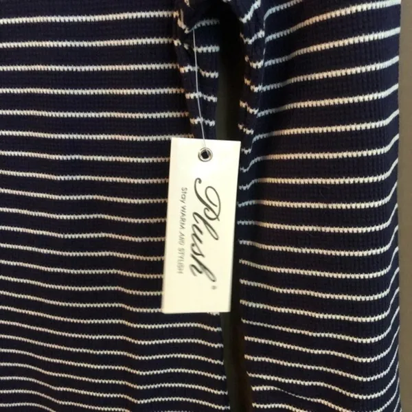 NWT PLUSH Thermal Pj Romper In Navy/cream‎ Small - Image 6