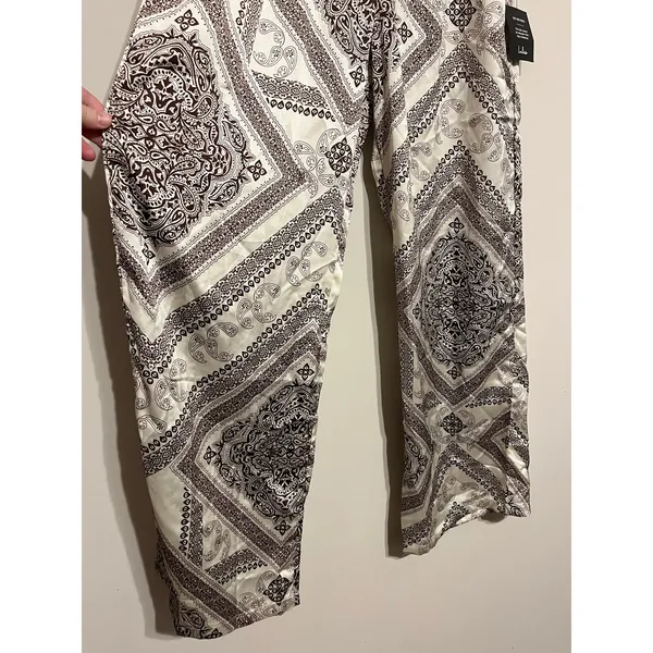 Lulu’s Western Direction Ivory Scarf Print Satin Strapless Jumpsuit size L - Image 5