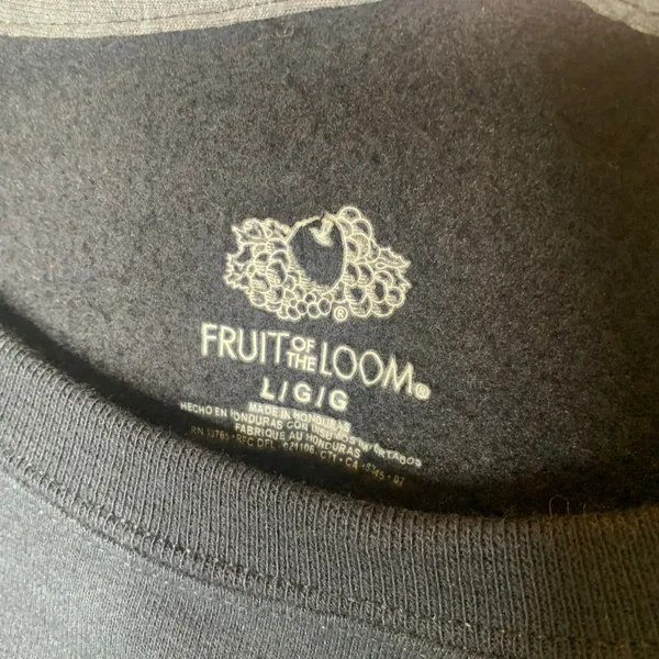 Fruit of the Loom Black Sweatshirt Crew Neck Sz Large - Image 3