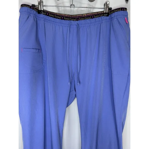 Heart Soul Size 2X Petite Scrub Pants Elastic Waistband & Pockets Ceil Blue - Image 2