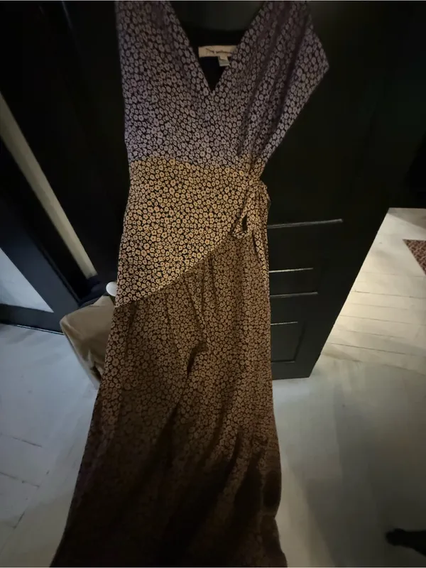 Floral Print Sleeveless Wrap Maxi Dress - Purple & Brown - Image 3