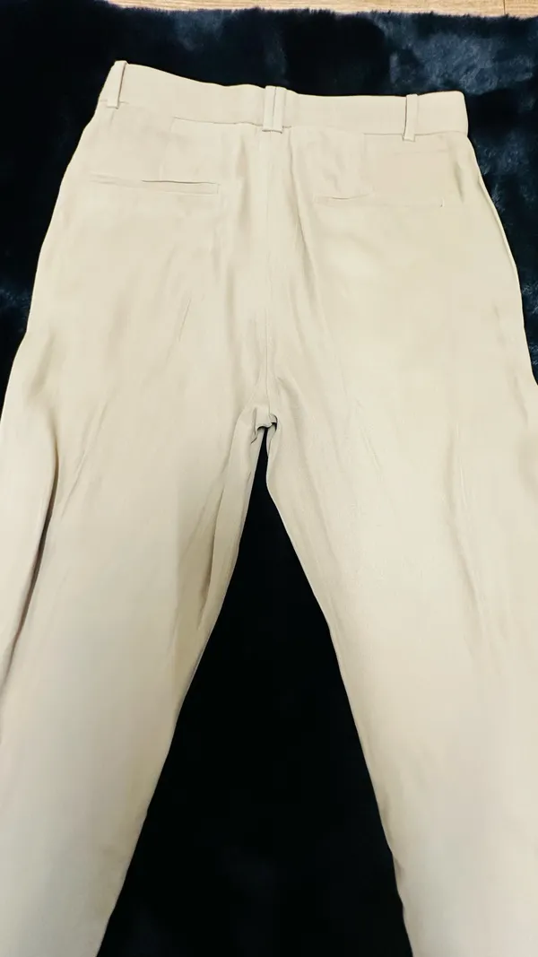 Zara Khaki Beige Wide Leg Trousers High Rise Straight Pants Size Small - Image 11
