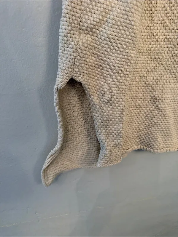 Free People Beach "Hailee" Waffle-Knit Henley Sweater size small cream beige - Image 4