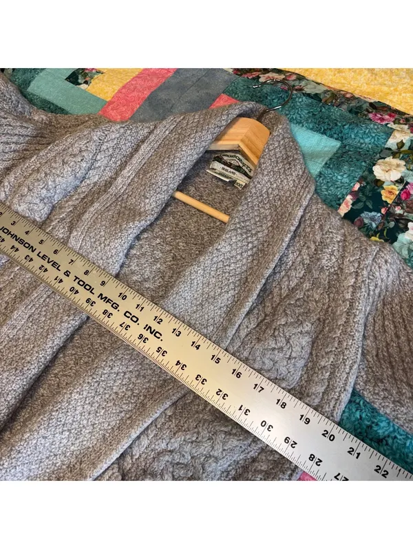 Aran Crafts $150 100% Merino Wool Oversized Woman’s XXS open cardigan Gray - Image 9