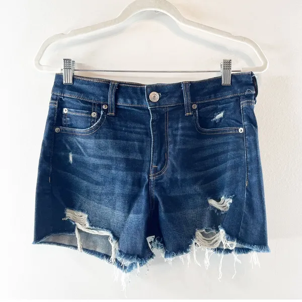 American Eagle Outfitters Ne(x)T Level Stretch Distressed Jean Short Blue 8 - Image 2