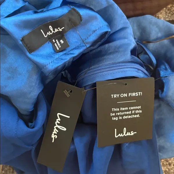 Lulus Reglan Blue Satin One-Shoulder Sash Midi Dress Size Small NWT Formal Sexy - Image 6