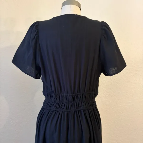 Umgee Tiered Maxi Dress‎ Medium Boho Cottagecore Smocked Waist Cotton LBD Black - Image 6
