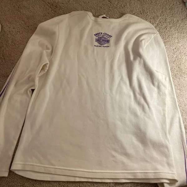 Harley Davidson Purple Glitter Flame Top Long Sleeve XL - Image 12