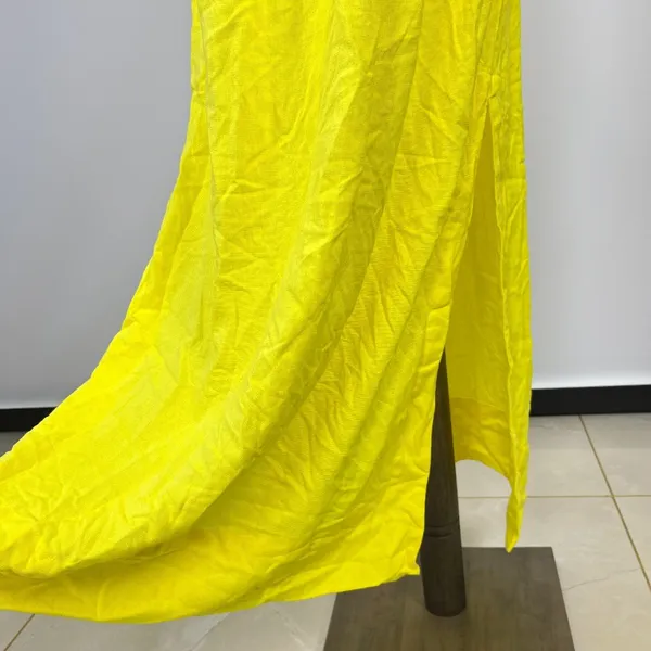 NWOT Farm Rio Linen Blend Yellow Sleeveless Midi Dress Size L - Image 8