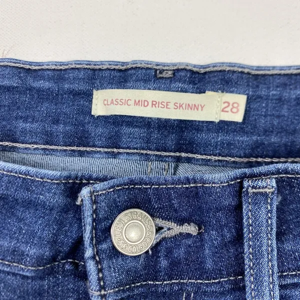 Levis Jeans Womens 28 Blue Classic Mid Rise‎ Skinny Stretch Denim Five Pocket - Image 6