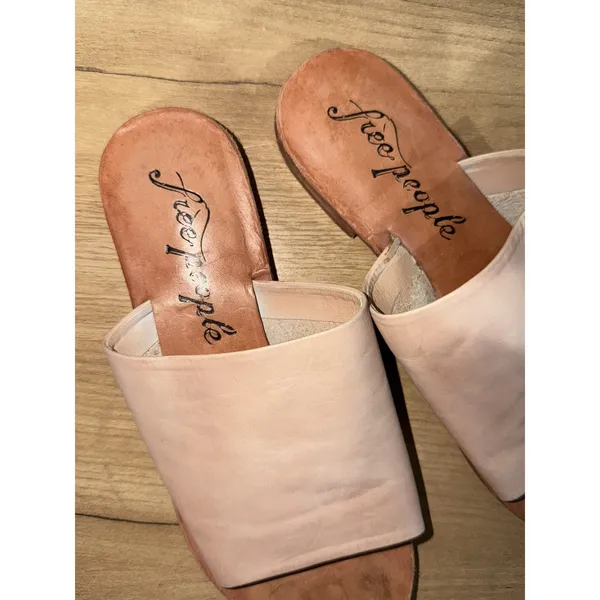 Free People Sandals Womens Size 38 Brown Leather Slide Mules Slip On Shoes C - Image 2