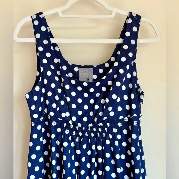 Anthropologie Polka Dot Dress - Vanessa Virginia Navy Blue White Womens sz 10 - Image 11