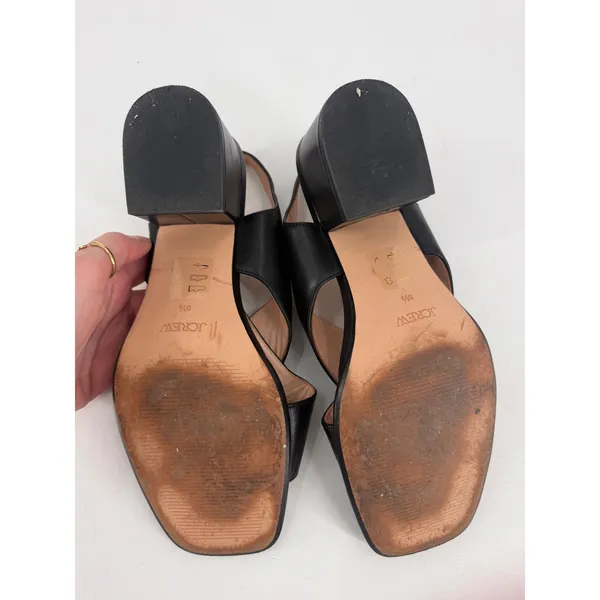 J Crew Dylan Block Heel Sandal Womens 8.5 Black Leather Criss Cross Minimalist - Image 5