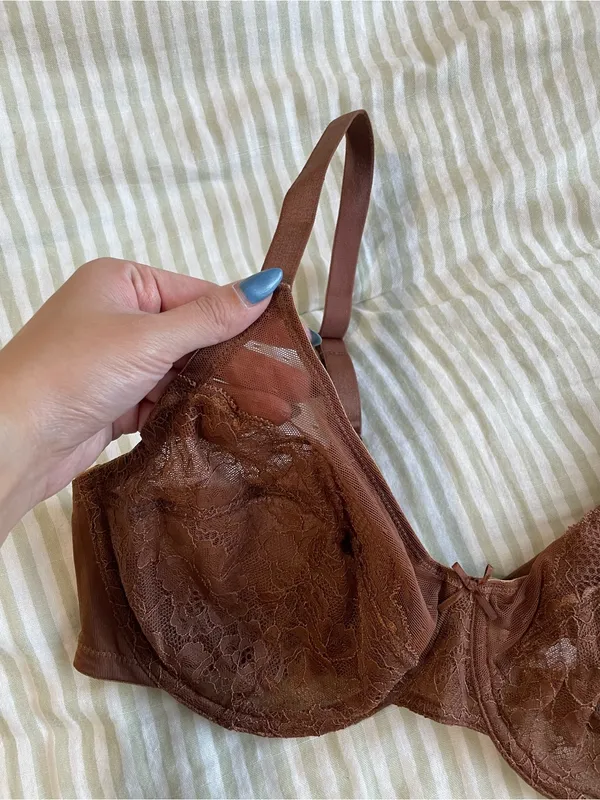 New HSIA Enchante Unlined Non Padded Lace Underwire Bra Size 36C Coffee Brown - Image 6