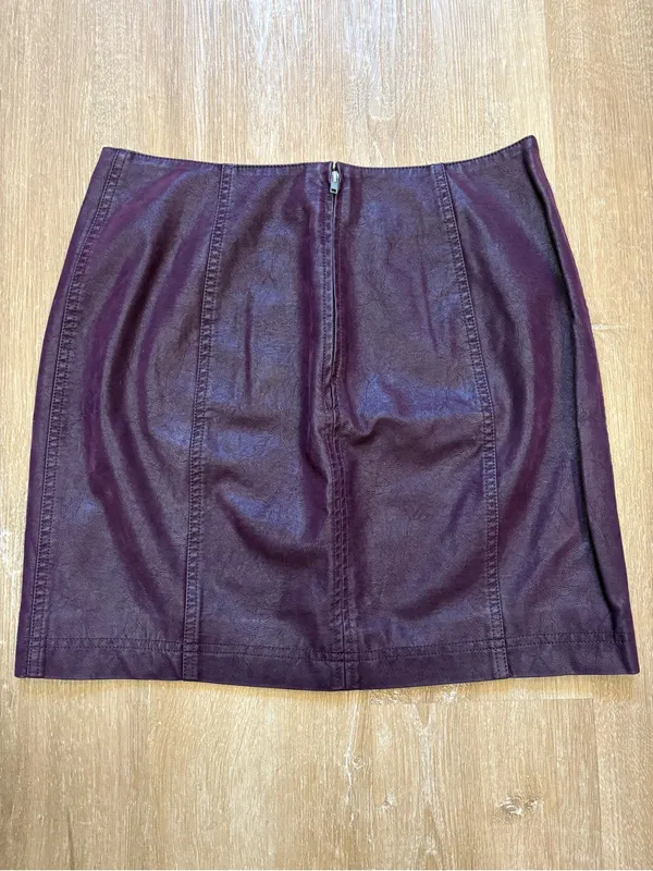 Free People Women’s Purple Faux Leather Mini Skirt - Image 2